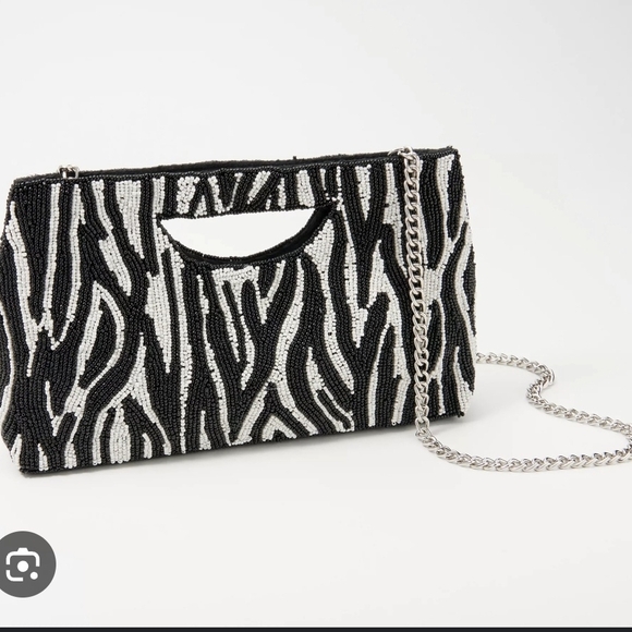 Rachel Zoe Handbags - Rachel Zoe Black and White Beaded Clutch